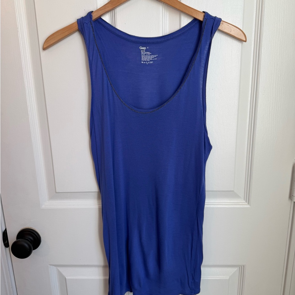 🍂 5/$25 GAP Women's Vibrant Blue Beaded Trim Small Tank Top